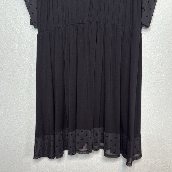 MODCLOTH Women's Black Sheer Polkadot Stretch Midi Dress 1X - Picture 4 of 7